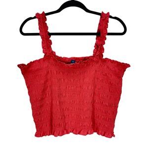 NWT OLD NAVY Women's FITTED SMOCKED TANK Solid Red SLEEVELESS Size XL